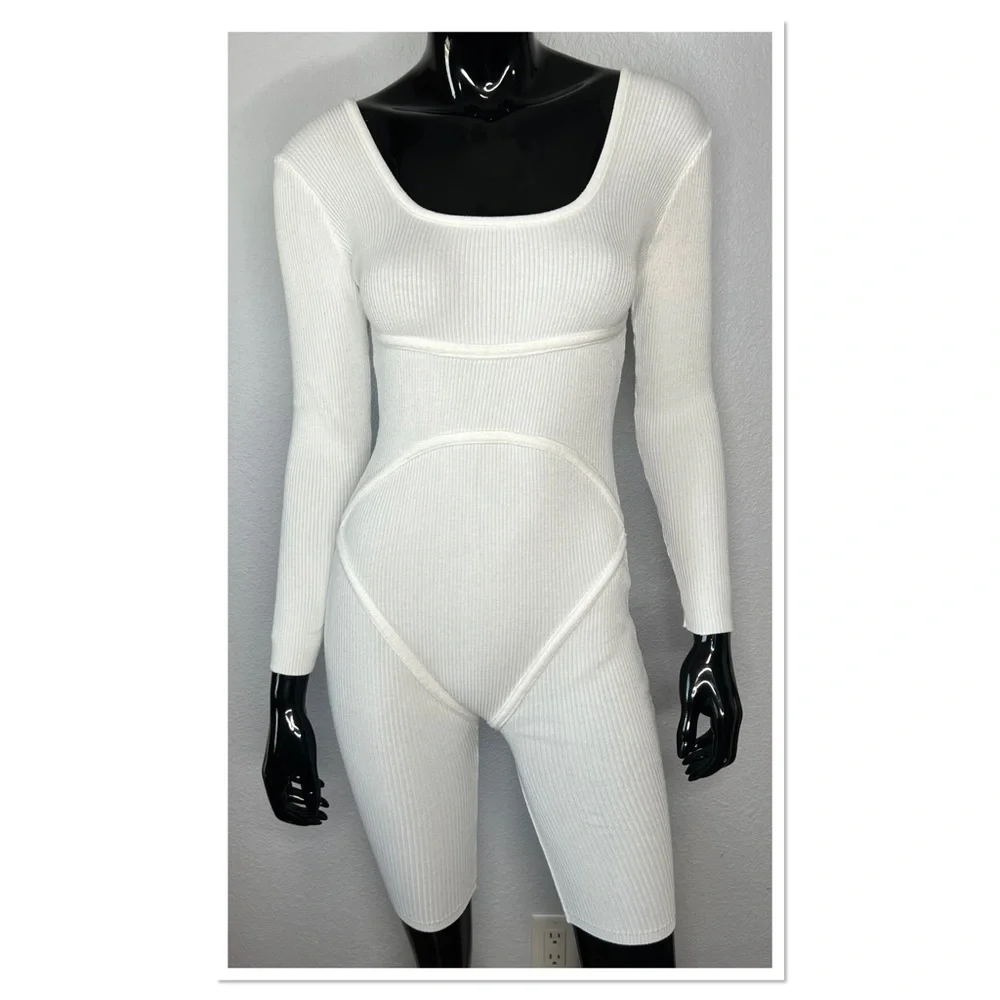 Immodel Women’s One Piece Shortie Sz S Cotton Blend White